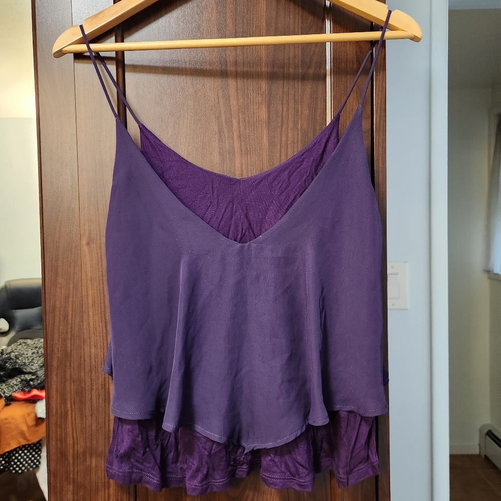 Purple flowy summer spring sparklr&fade tank top